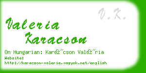 valeria karacson business card